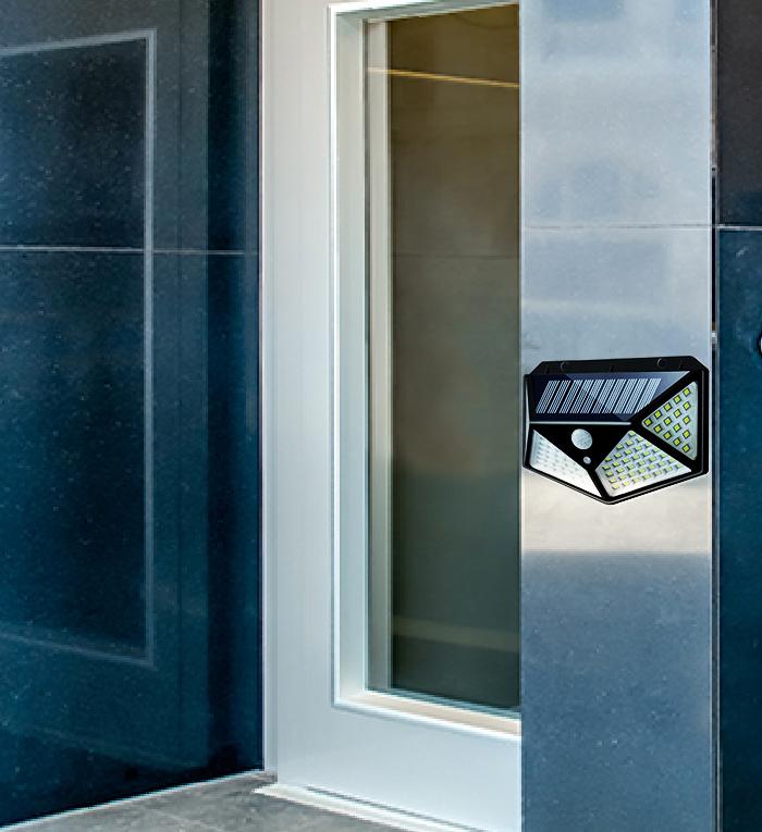 Solar-powered LED security lamp for garden pathways and home use Solar-powered LED security lamp for garden pathways and home use